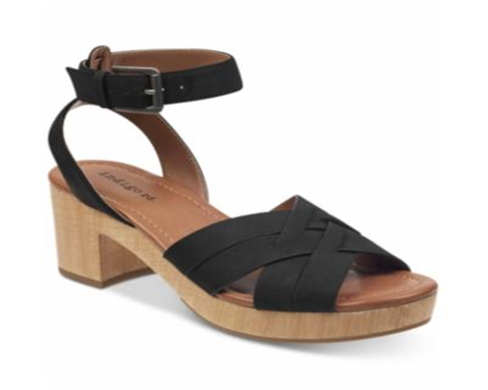 Indigo Rd. Women's Darsel Canvas Open Toe Casual Ankle Strap Sandals Black Size 10 M