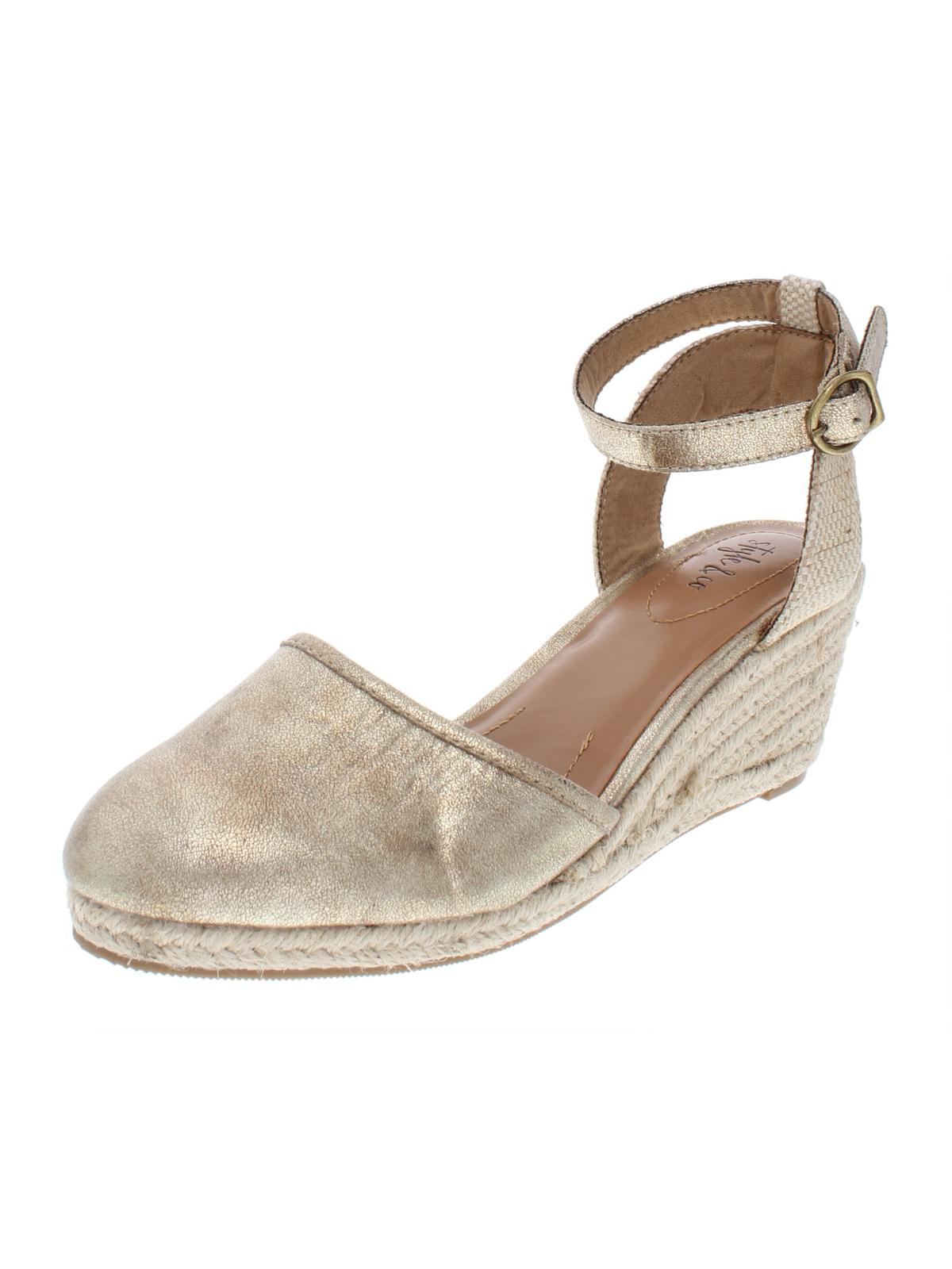 Style & Co. Womens Mailena Faux Leather Wedge Sandals Gold Size 7.5M