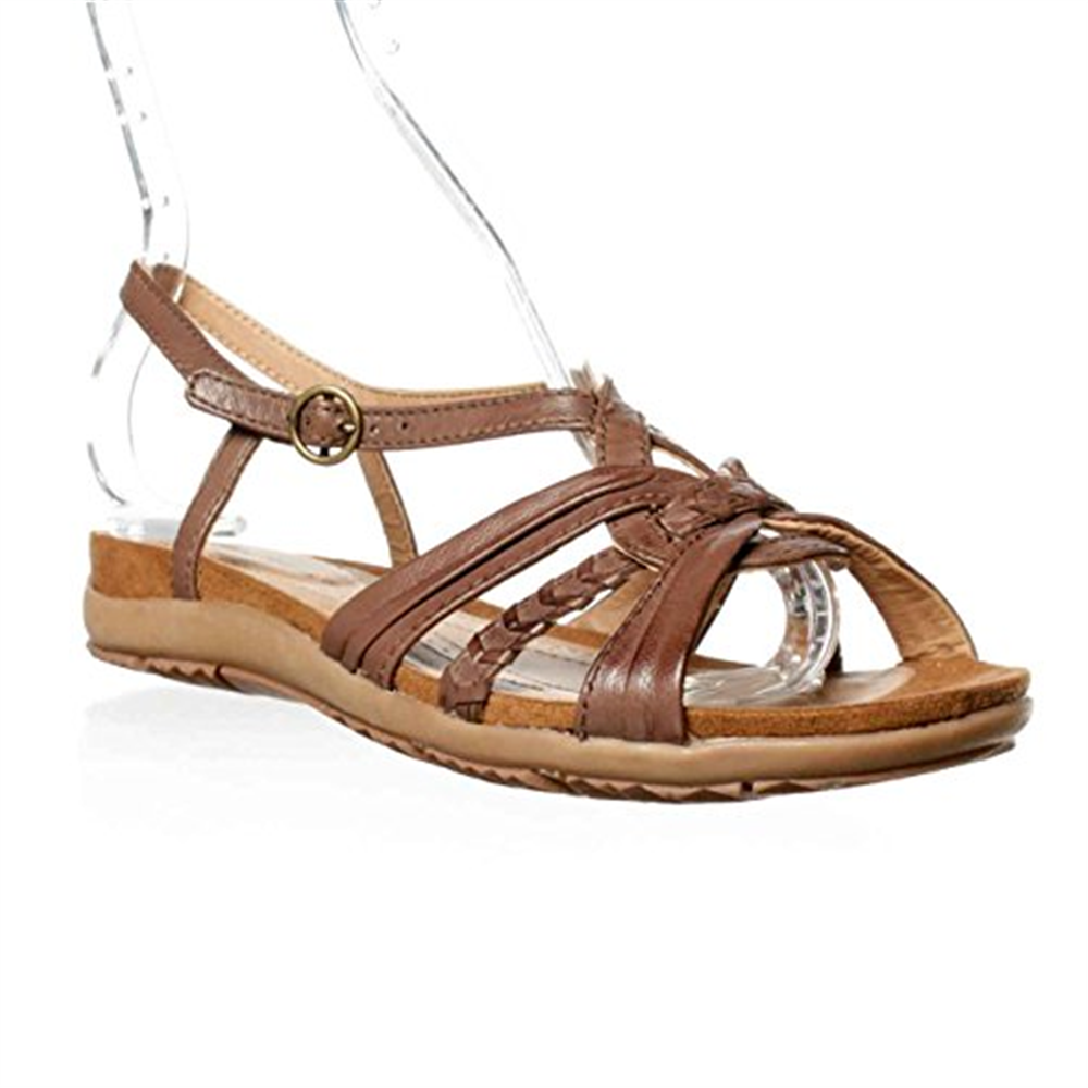 Lucca Lane Women's Seleste Leather Open Toe Ankle Strap Clogs Brown Size 9 M