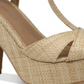 Sun Stone Women's Jamie Woven Ankle Strap Platform Sandals Beige 12 Medium