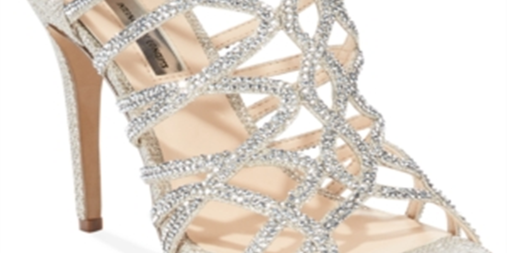 INC International Concepts Women's Fabric Open Toe Special Occasion Strappy Sandals Gold Size 9 M