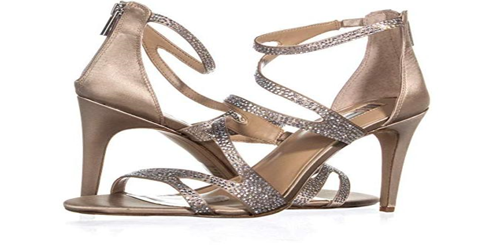 INC International Concepts Women's Synthetic Metallic Strappy Sandals Brown Size 10 M