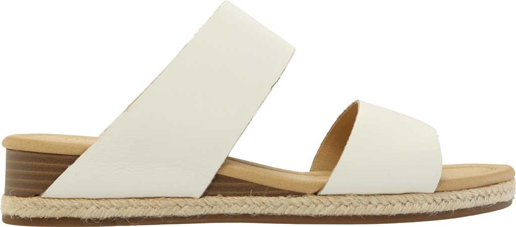 Lucky Brand Women's Leather Dual Strap Slip on Espadrille Wedge Slide Sandals White Size 8 M