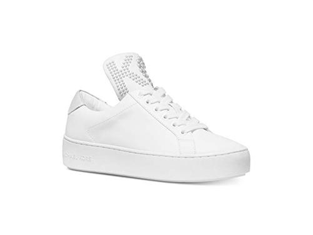 Michael Kors Women's Mindy Leather Low Top Lace Optical White Size 6.5