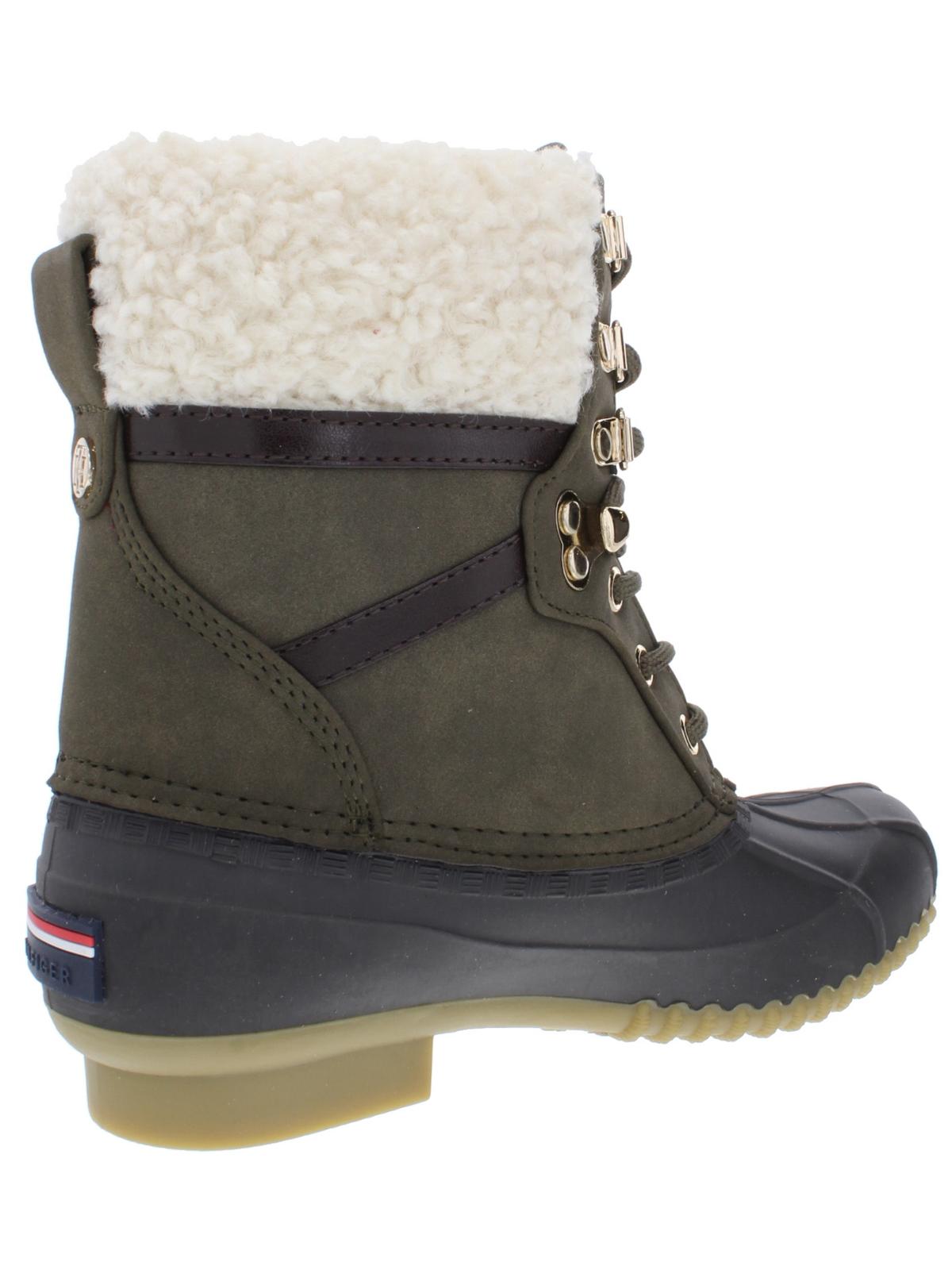 Tommy Hilfiger Women's Rian Faux Leather Ankle Rain Boots Dark Green Size 7 M