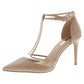 INC International Concepts Women's Faux Leather Clear Inset T-Strap Heels Blush Size 10M