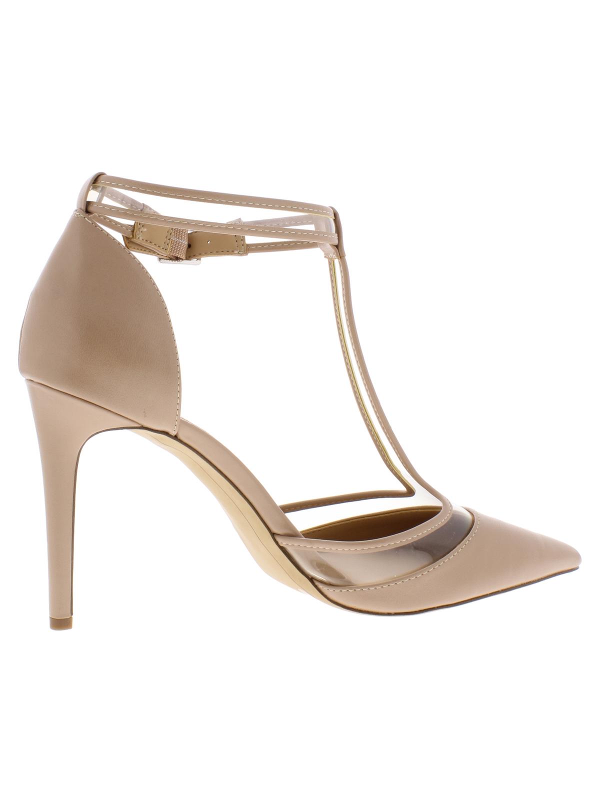 INC International Concepts Women's Faux Leather Clear Inset T-Strap Heels Blush Size 10M