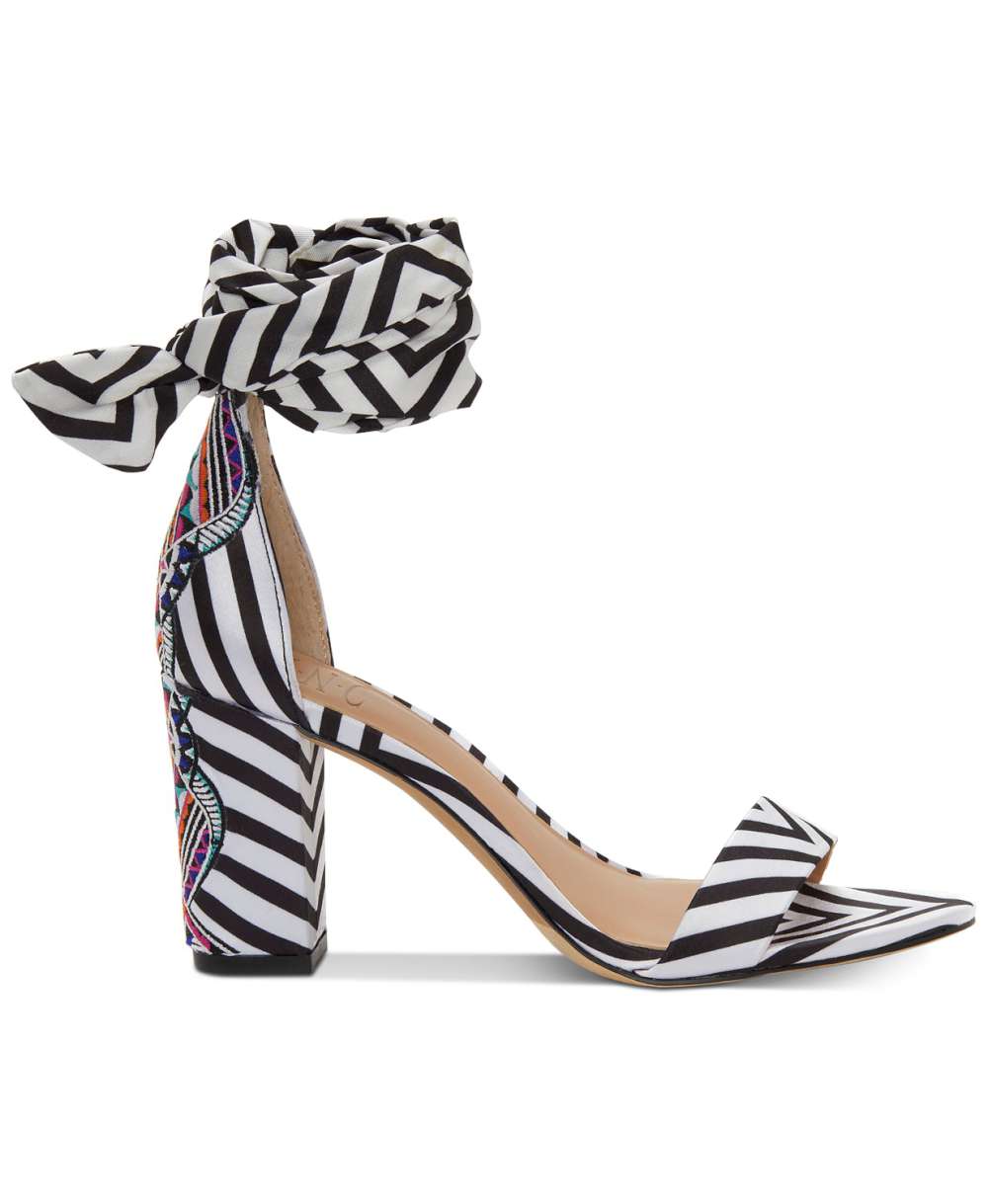 INC International Concepts Women's Fabric Open Toe Special Occasion Ankle Strap Sandals White Size 7 M