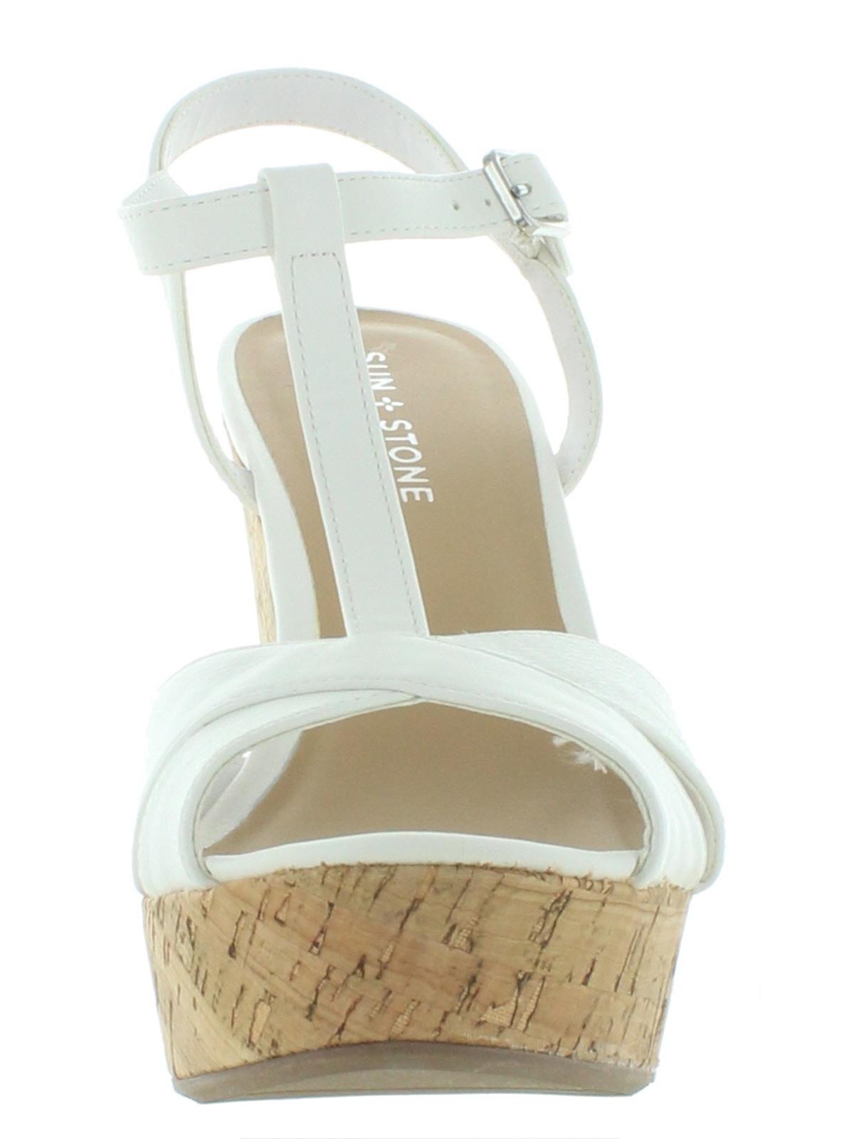 Sun + Stone Women's Jamie Platform Open Toe Heel Sandals White Size 9 M