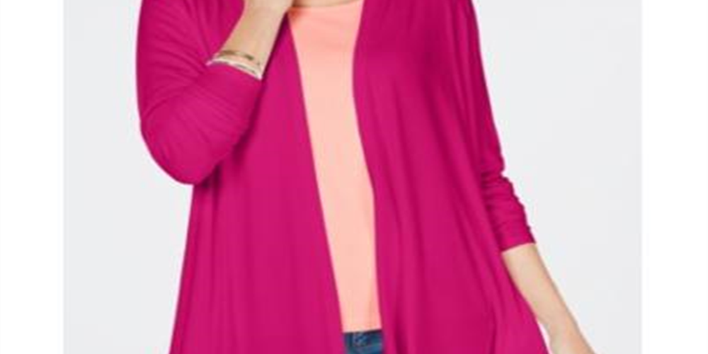 Karen Scott Women's Draped Open Front Cardigan Purple Size Large