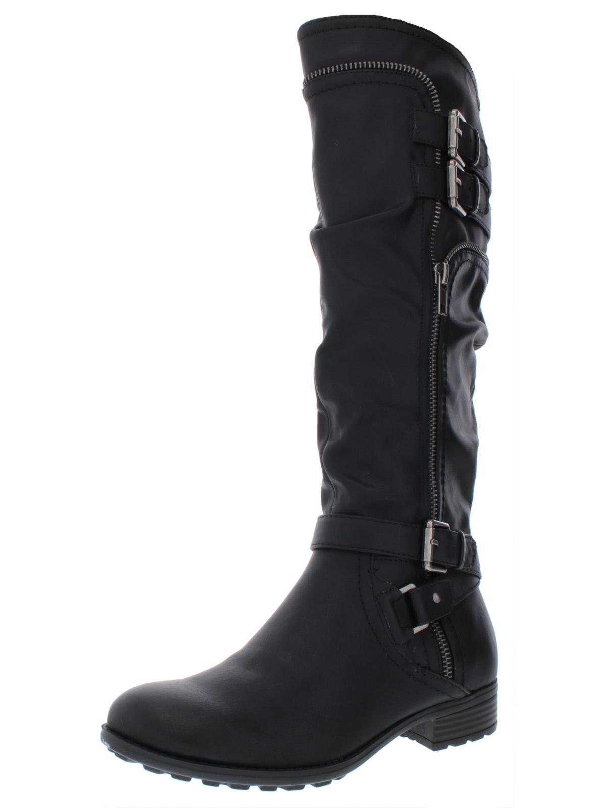 White Mountain Women's Remi Faux Leather Riding Boots Black Size 6 M