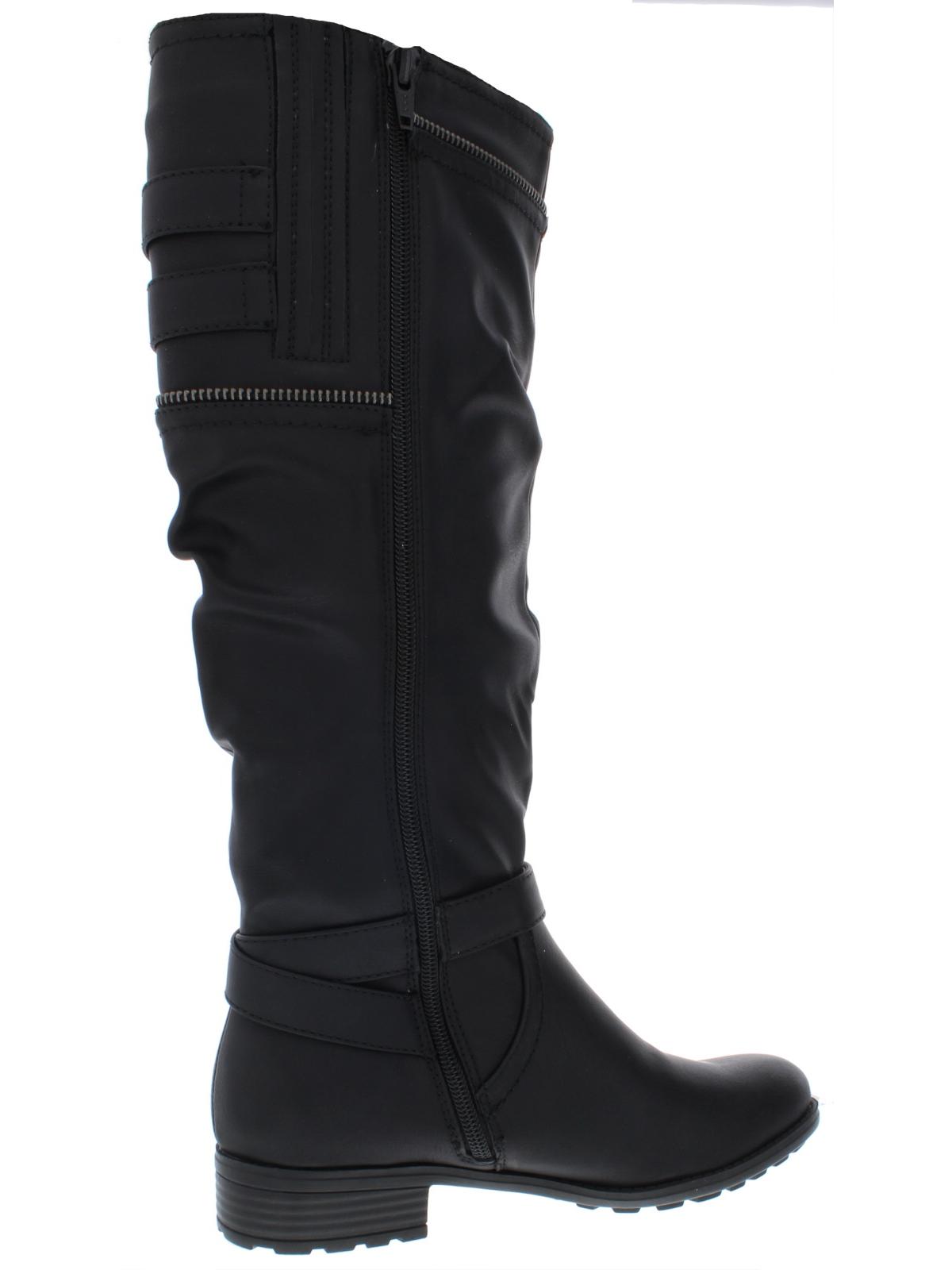 White Mountain Women's Remi Faux Leather Riding Boots Black Size 6 M