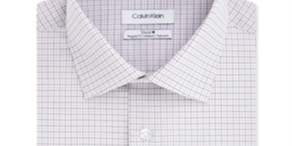 Calvin Klein Men's Classic Regular Fit Non Iron Performance Stretch Check Dress Shirt White Size XL