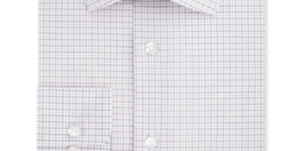 Calvin Klein Men's Classic Regular Fit Non Iron Performance Stretch Check Dress Shirt White Size XL