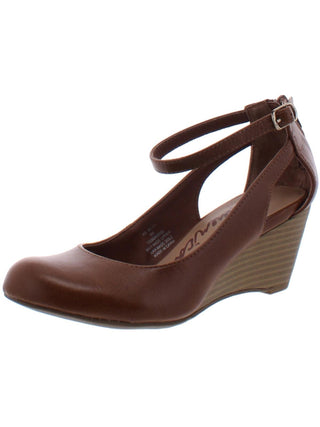 American Rag Women's Miley Faux Leather Ankle Strap Wedges Brown Size 9.5M