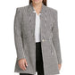 DKNY Women's Houndstooth Print Topper Jacket Gray Size 12