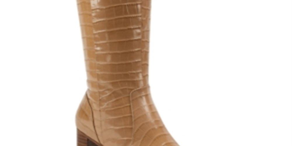 Marc Fisher Women's Revely Leather Square Toe Knee High Boots Brown Size 7.5 M