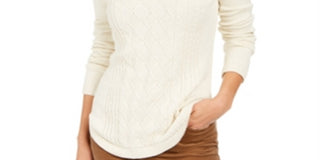 Charter Club Women's Cable Knit Sweater White Size Petite Small