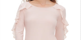 Calvin Klein Women's Chiffon-Ruffled Top Pink Size Large