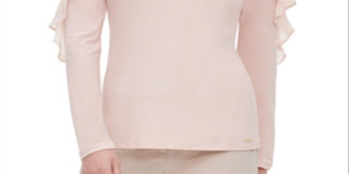Calvin Klein Women's Chiffon-Ruffled Top Pink Size Large
