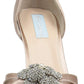 Betsey Johnson Women's Briar Fabric Peep Toe Ankle Strap Classic Pumps Nude Satin Size 5.5 M
