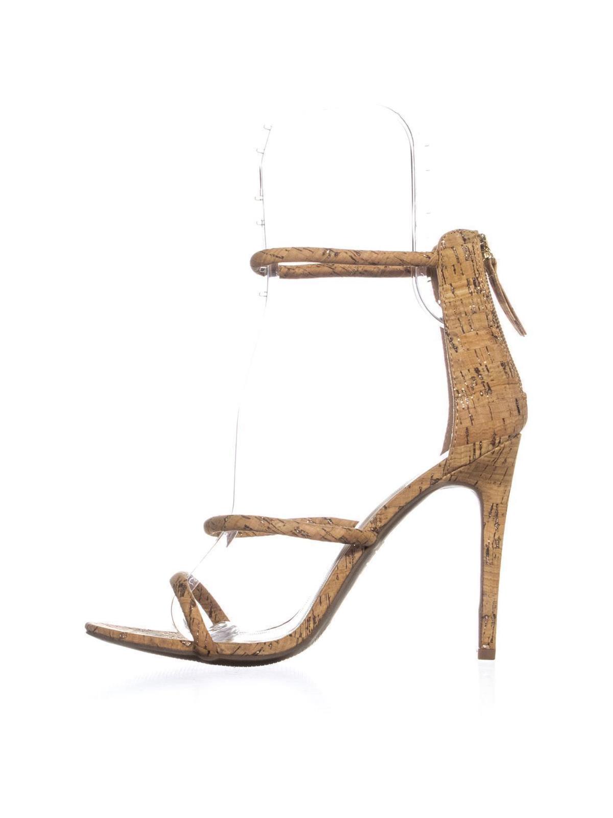 Bebe Women's Berdine Strappy Dress Sandals Gold Wood Size 10 M