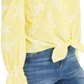 INC International Concepts Women's Embroidered Printed Long Sleeve V Neck Top Yellow Size Petite Large