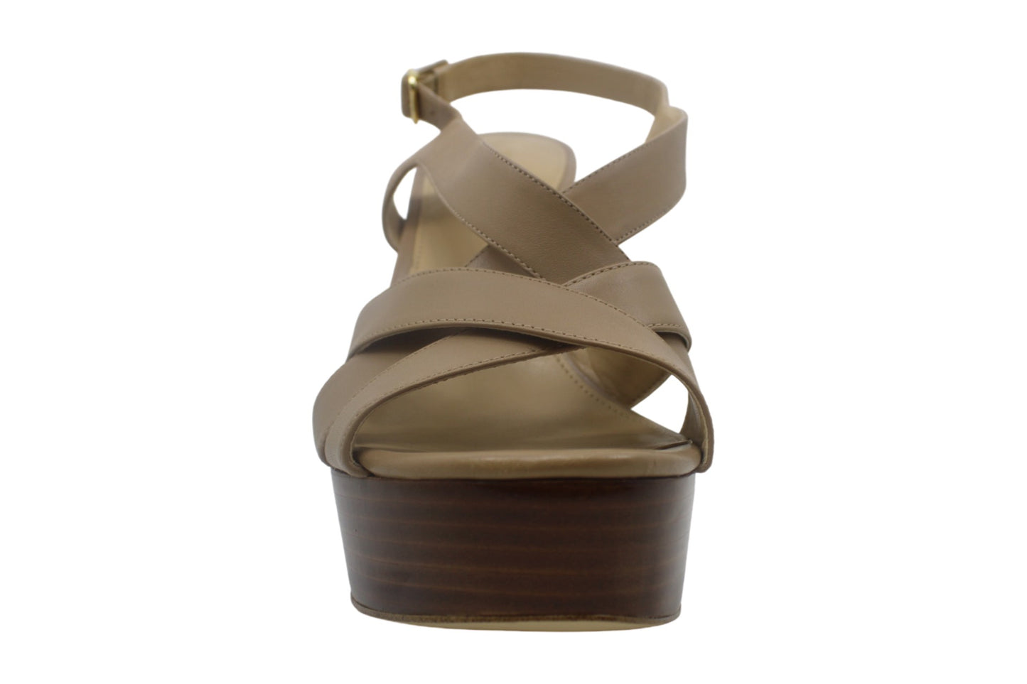 Michael Kors Women's Audrina Leather Peep Toe Casual Slingback Sandals Sahara Size 9