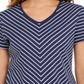 Karen Scott Women's Mitered Stripe Top Blue Size X-Small