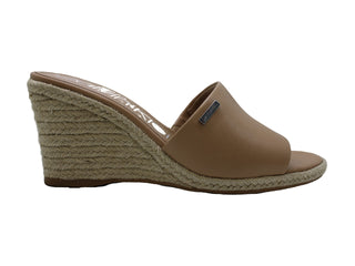 Calvin Klein Women's Britta Leather Open Toe Casual Platform Sandals Brown Size 9.5M