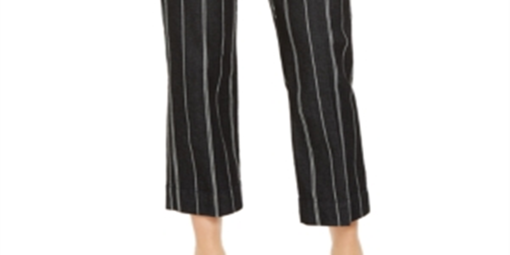 Charter Club Women's Striped Cropped Tummy Control Pants Blue Size 14