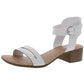 Sun Stone Women's Adjustable Strap Cushioned Alecta Round Toe Block Heel Buckle Sandals White Size 6.5 M