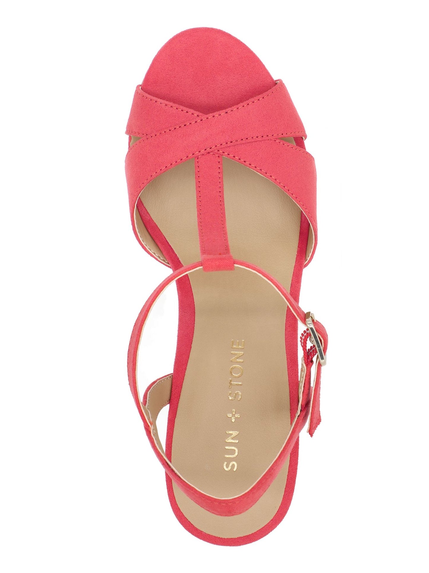 Sun Stone Women's Coral 1 Platform Cushioned Strappy T-Strap Slip Resistant Jamie Block Heel Buckle Clogs CoralSize 9.5 M