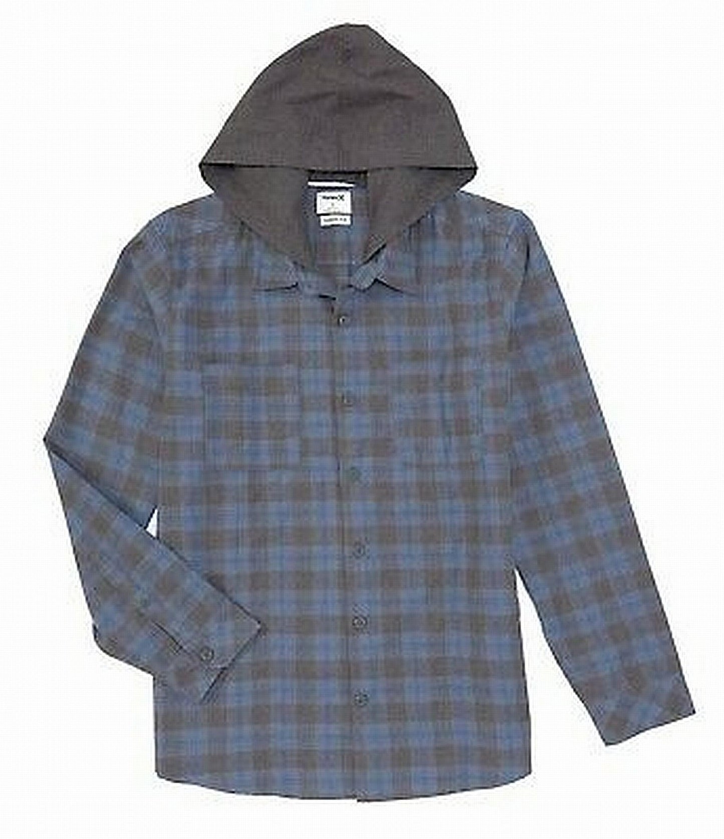 Hurley Men's Hoodie Flannel Plaid Print Classic Fit Navy Size Small