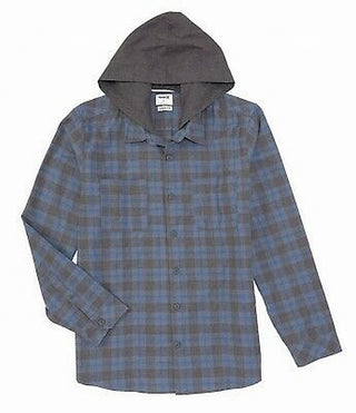 Hurley Men's Hoodie Flannel Plaid Print Classic Fit Navy Size Small