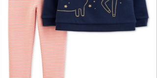 Carter's Baby Girl's 2 Piece Unicorn Fleece Top & Striped Legging Set Blue Size 6MOS