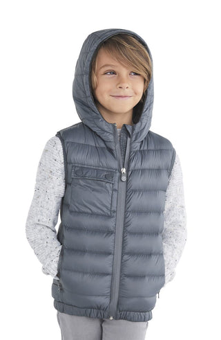 Cubcoats Boys Pimm The Puppy 2 in 1 Transforming Down Vest Hoodie & Soft Plushie Grey