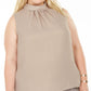Bar III Women's Plus Metallic Shimmer Blouse Gold Size 1X