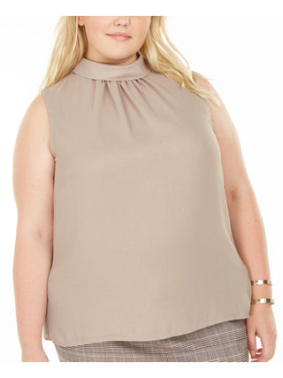 Bar III Women's Plus Metallic Shimmer Blouse Gold Size 1X