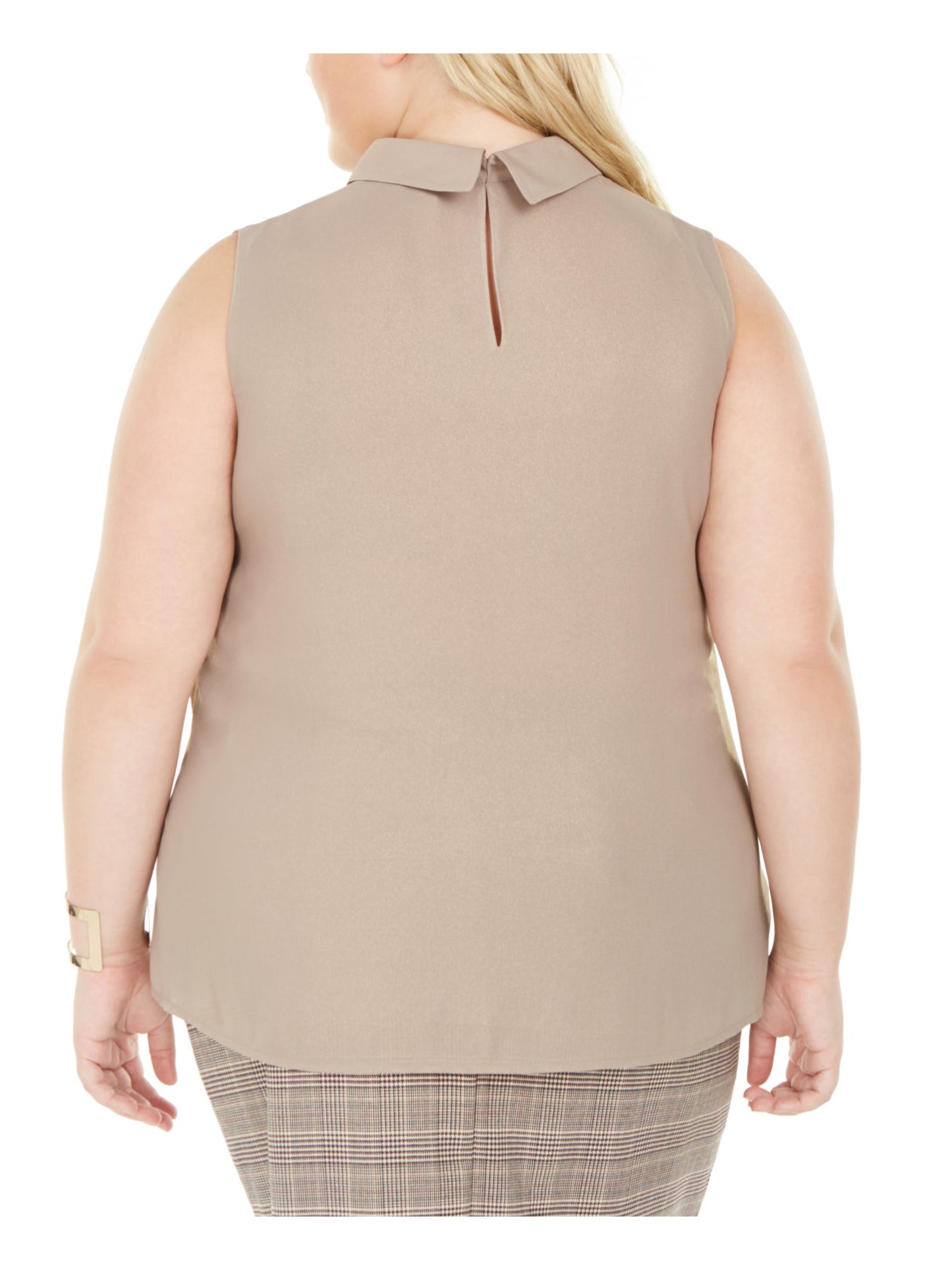 Bar III Women's Plus Metallic Shimmer Blouse Gold Size 1X