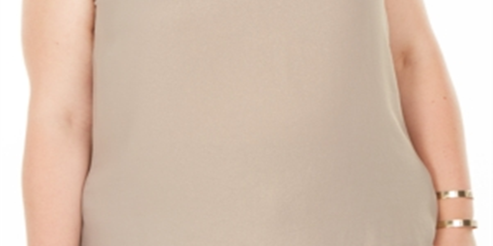 Bar III Women's Plus Metallic Shimmer Blouse Gold Size 1X