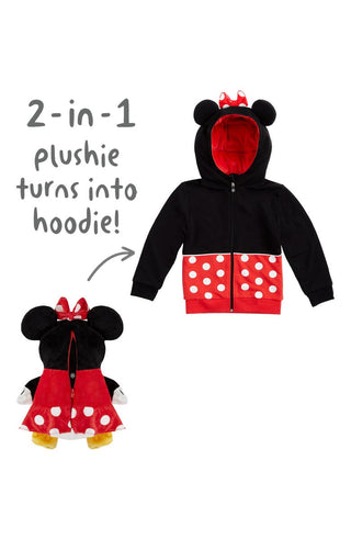 Cubcoats Transforming 2 in 1 Toddler Unisex Disney Minnie Mouse 2-in-1 Stuffed Animal Hoodie Red