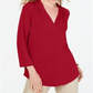 Charter Club Women's 3/4 Sleeve Top Ravishing Red Size Medium