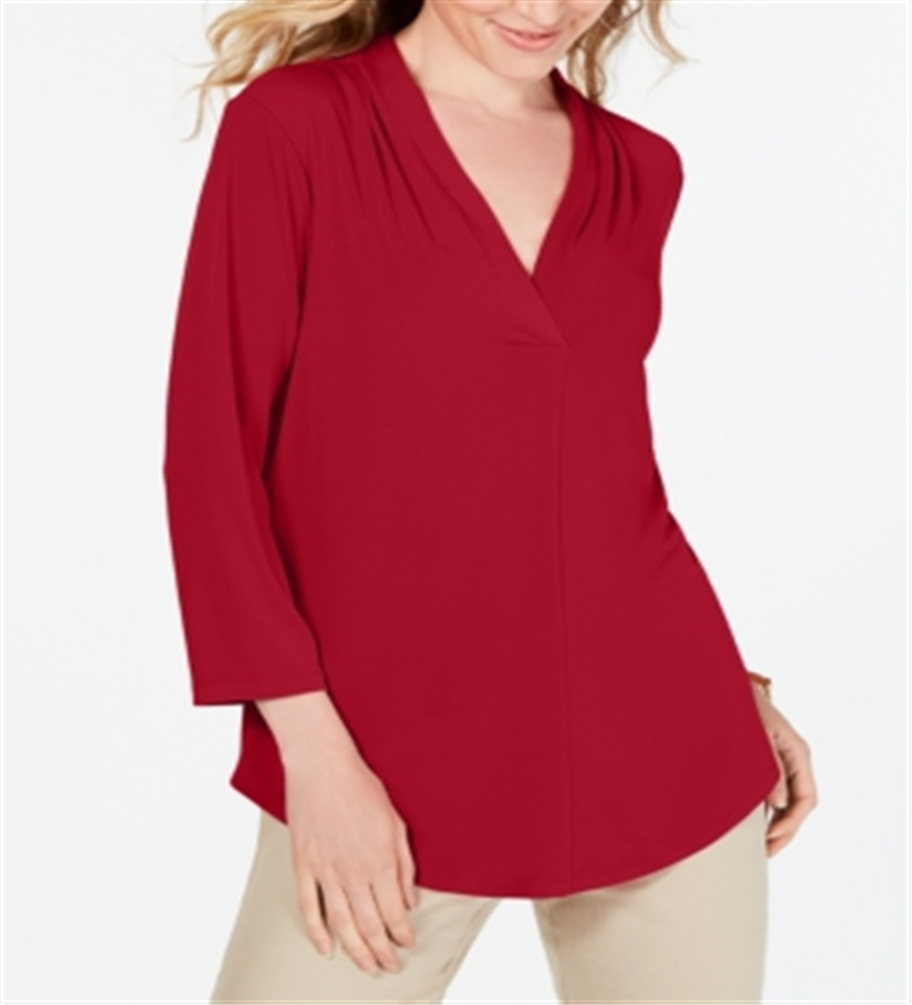 Charter Club Women's 3/4 Sleeve Top Ravishing Red Size Medium