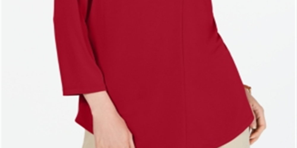 Charter Club Women's 3/4 Sleeve Top Ravishing Red Size Medium