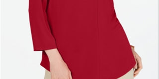 Charter Club Women's 3/4 Sleeve Top Ravishing Red Size Medium
