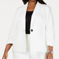 Kasper Women's Plus Textured Single Button Jacket White Size 22W