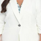 Kasper Women's Plus Textured Single Button Jacket White Size 22W