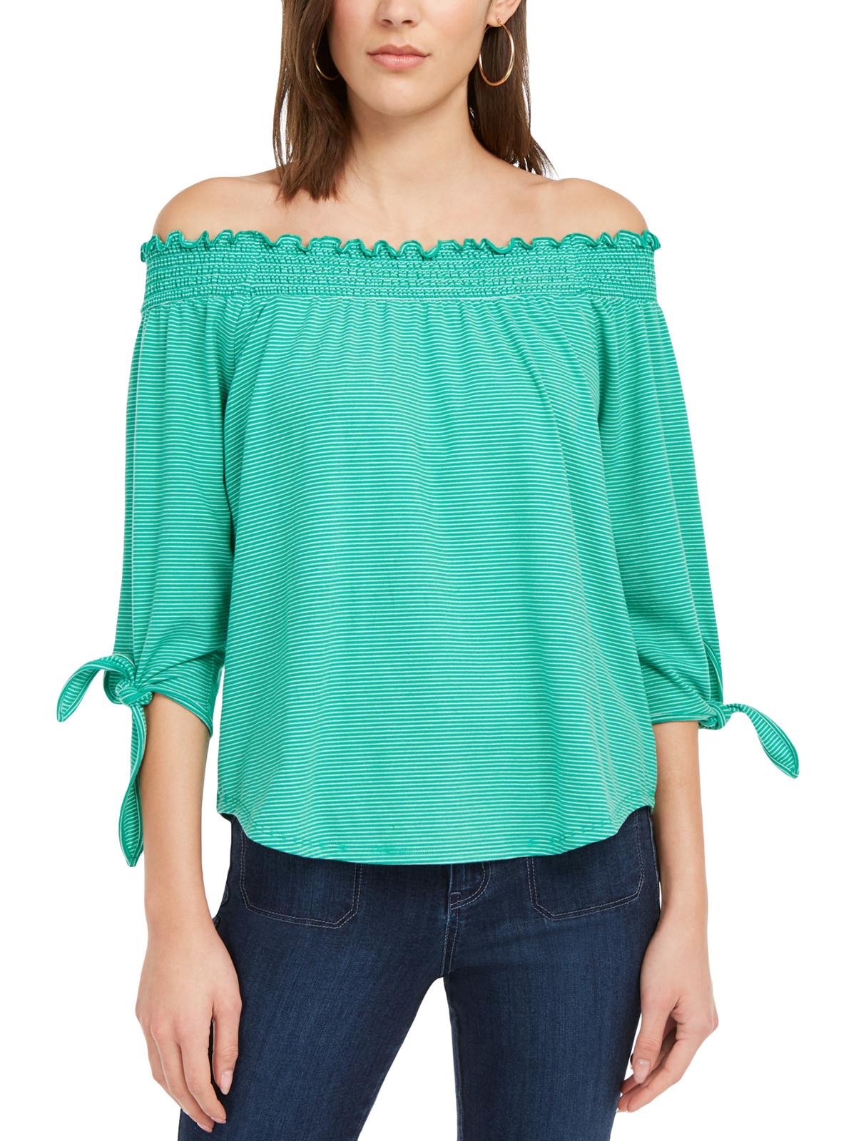 Maison Jules Women's Off the Shoulder Top Green Size XL