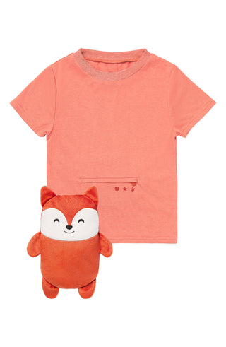 Cubcoats Kid's Toddler Flynn the Fox 2-in-1 Stuffed Animal T-Shirt Orange